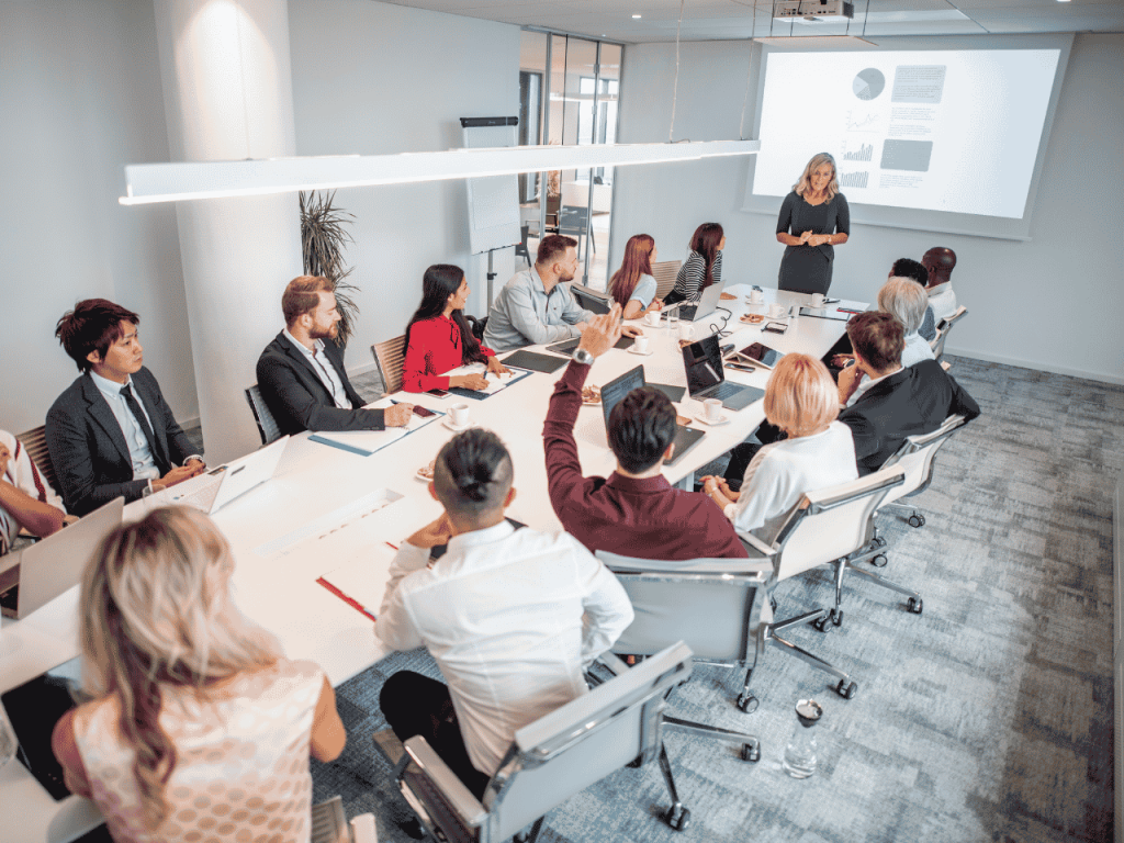 Woman leading a board room